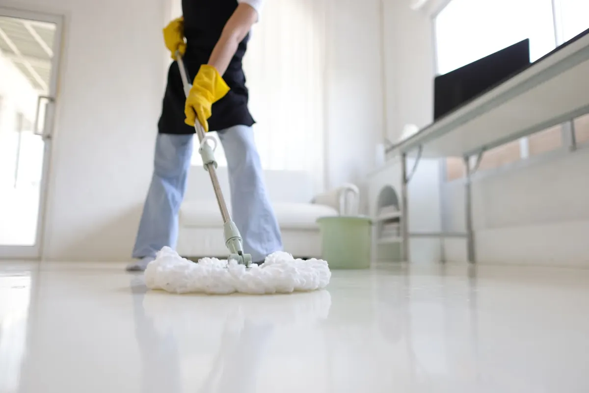 Commercial floor being mopped by the Allstars team